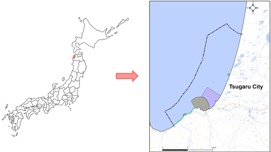 Location of Aomori Tsugaru Offshore Wind