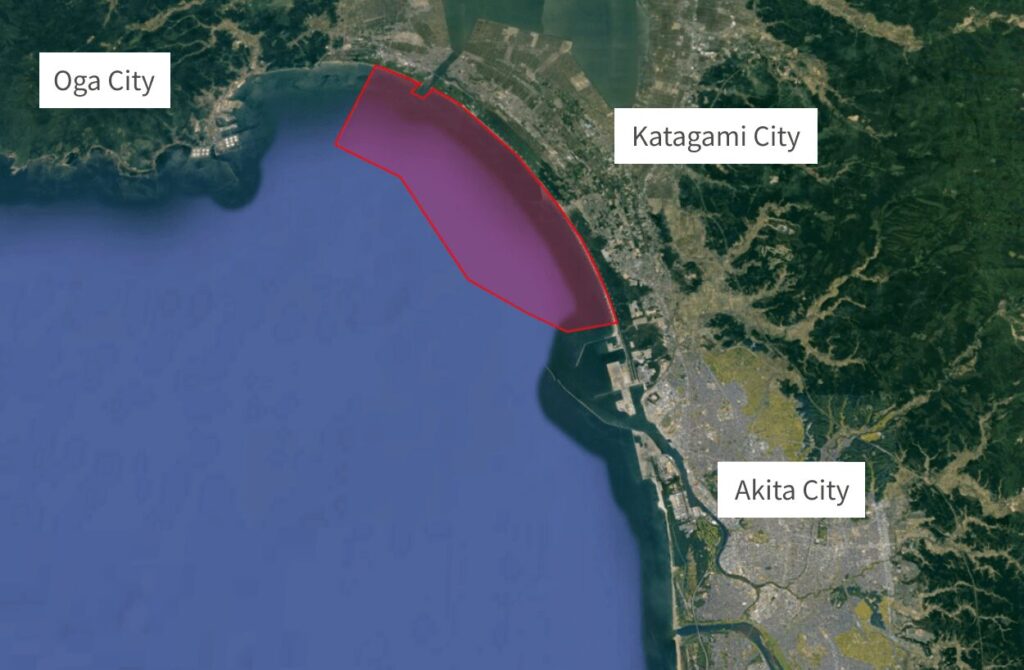 Location of Oga Katagami Akita city Offshore