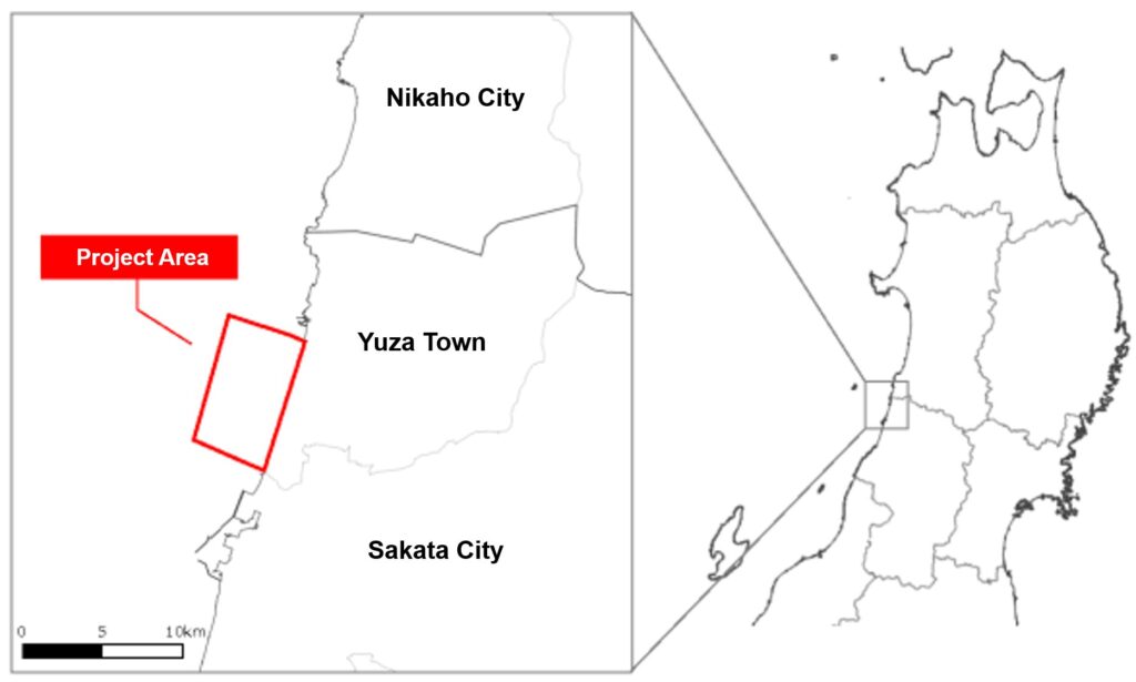 Location of Yamagata Yuza offshore wind